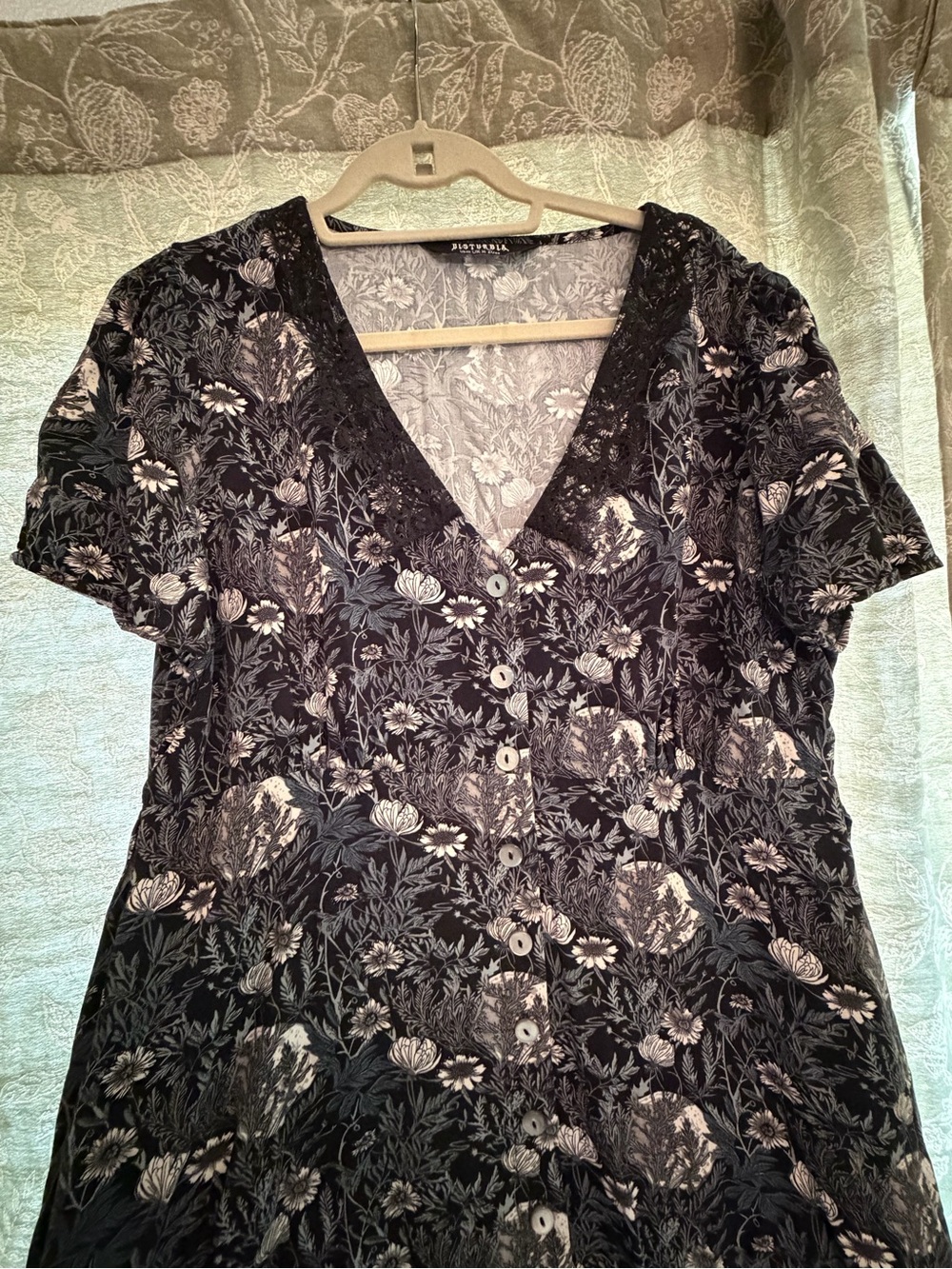 Disturbia Floral Black Lace-Overlay Button Front Dress - Picture 3 of 5